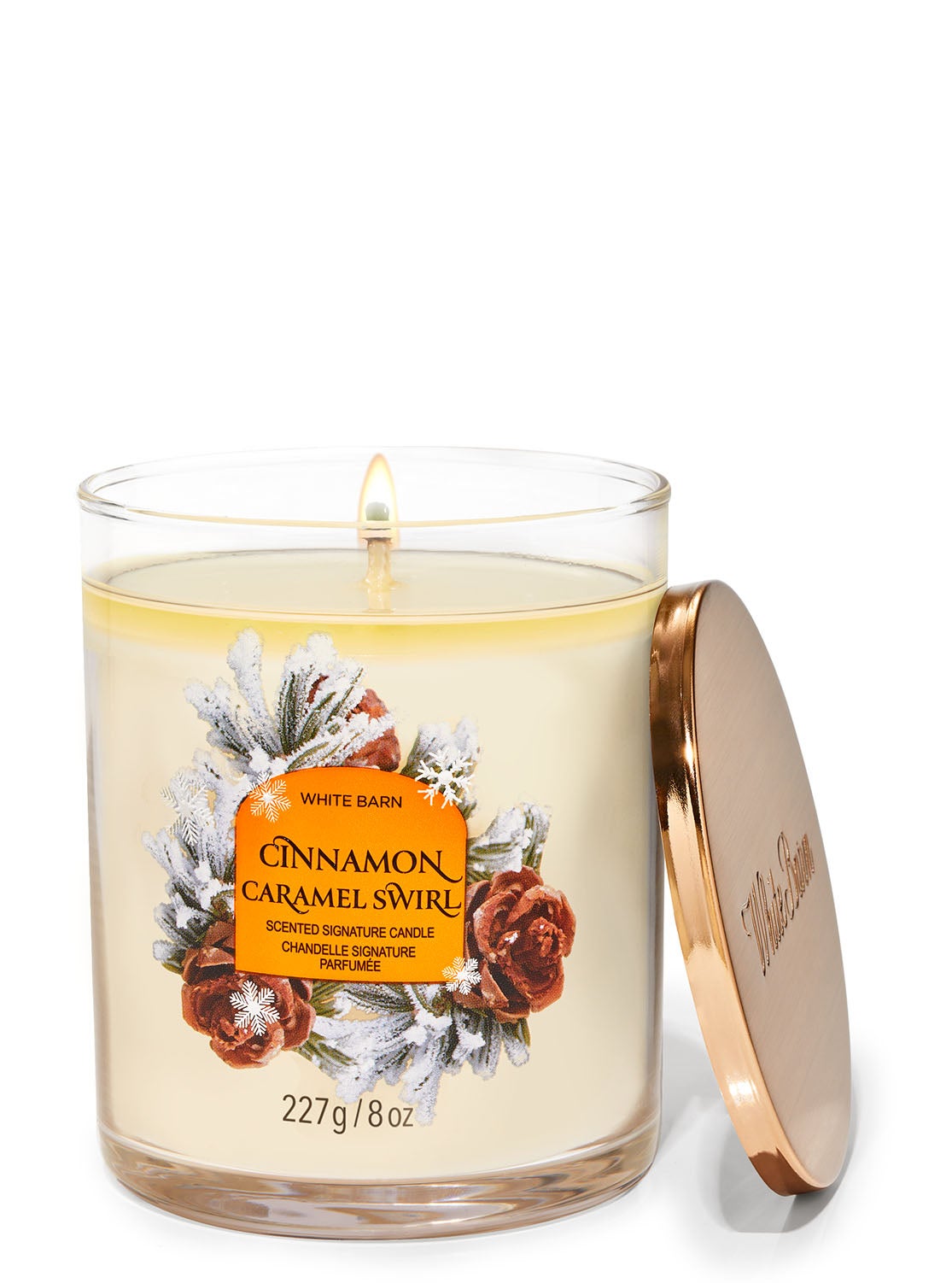 Chandelle à une mèche signature Cinnamon Caramel Swirl Bath and Body