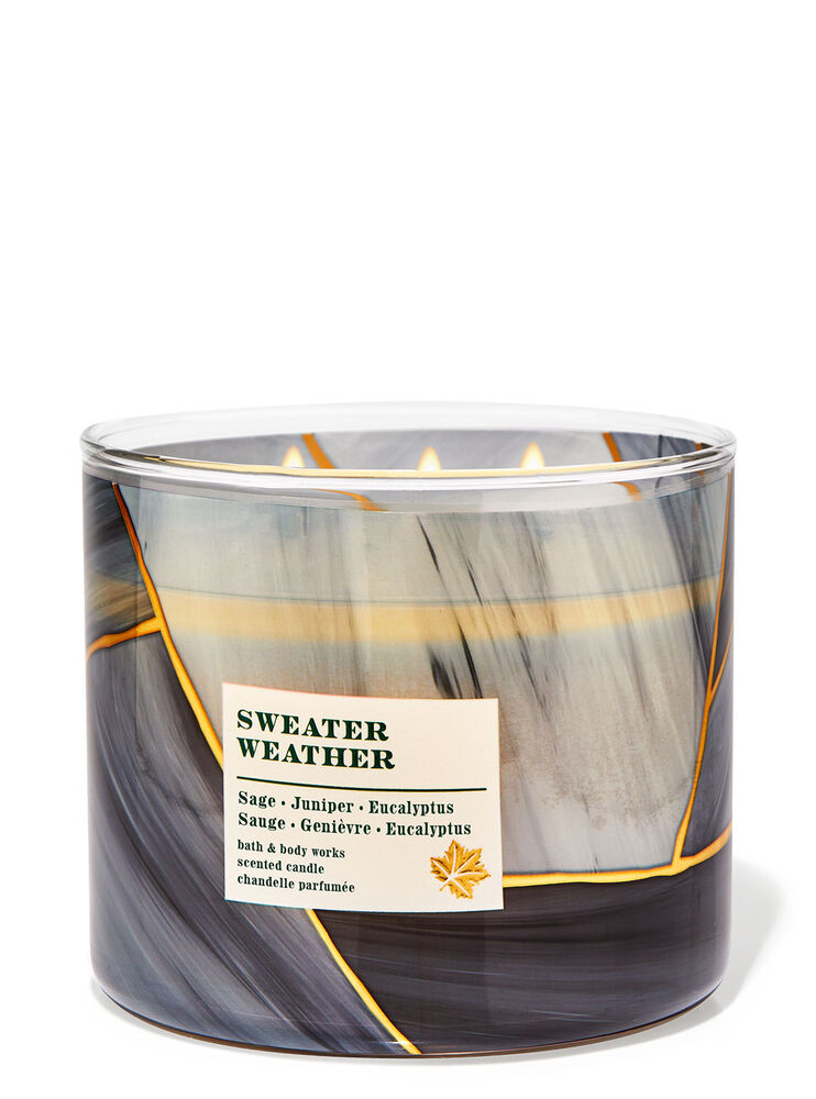 NEW Sweater Weather Bath & Body Works 3 Wick Candle