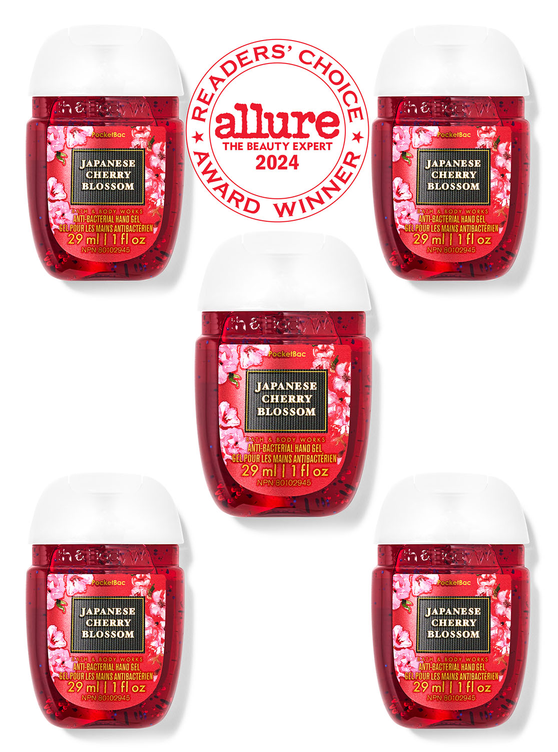 Japanese Cherry Blossom PocketBac Hand Sanitizers, 5-Pack