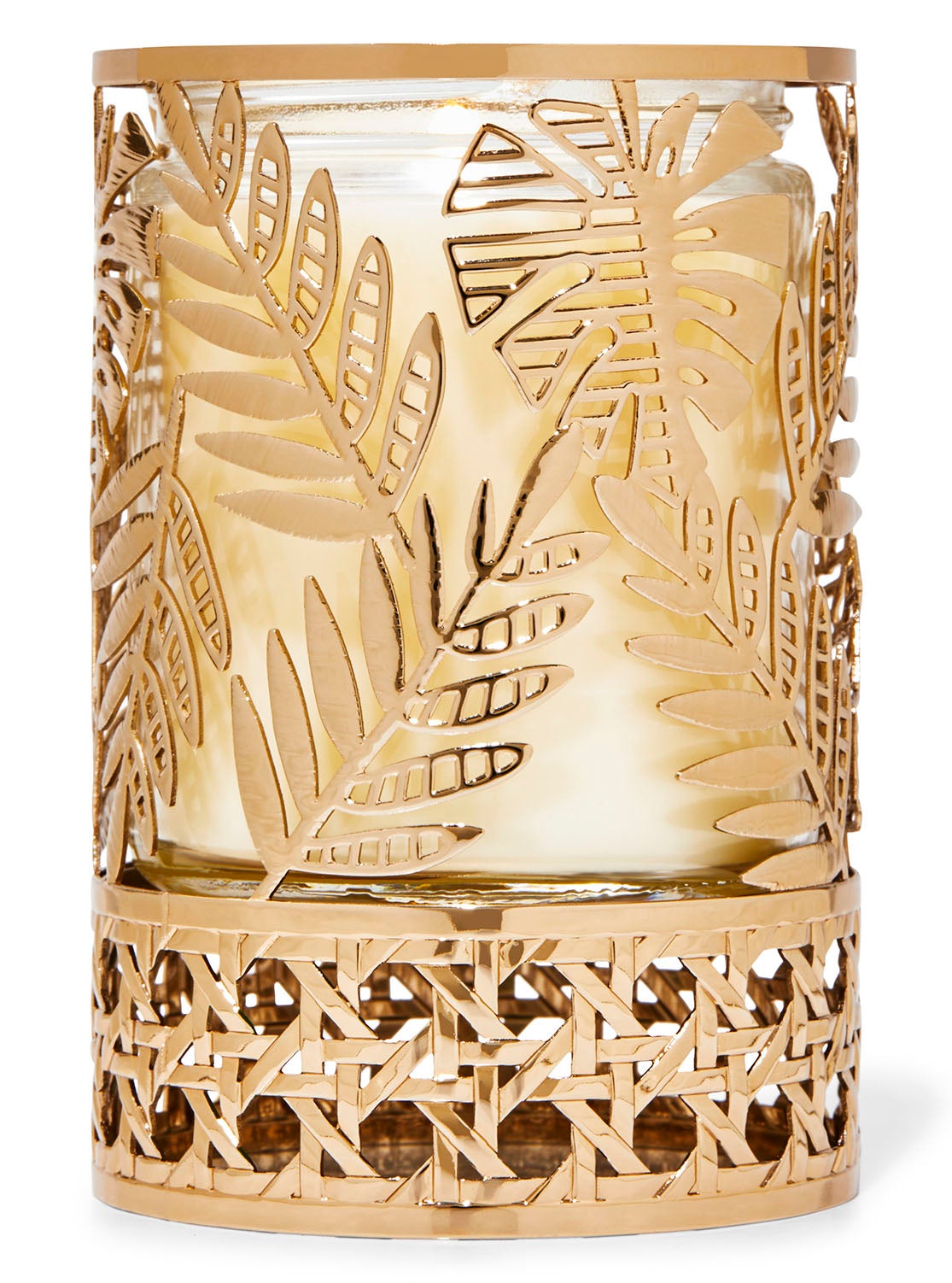 Golden Palm Leaves Single Wick Candle Holder Bath And Body Works 5807