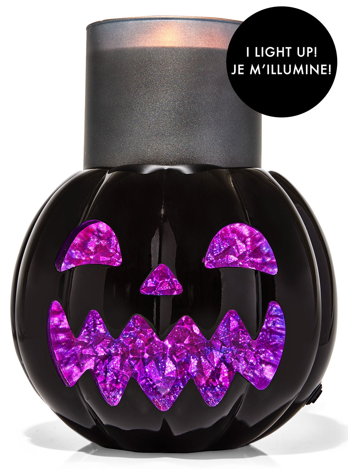 Light-up Crystal Pumpkin 3-Wick Candle Holder