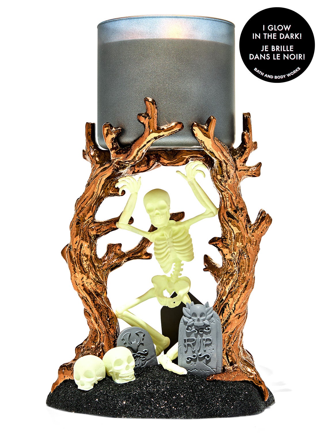 Dancing Skeleton 3-Wick Candle Holder